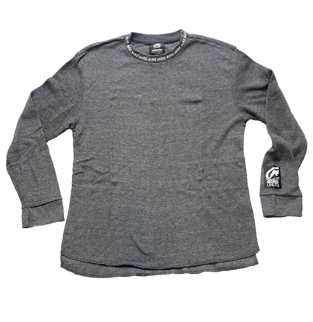 Ecko Unltd Shirt Adult Extra Large Charcoal Gray Thermal Rhino Brand Skater Mens