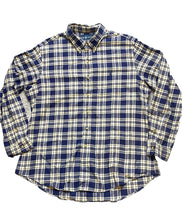 Load image into Gallery viewer, Ralph Lauren Shirt Adult Extra Large Beige Navy Plaid Button Up Blue Pony Mens
