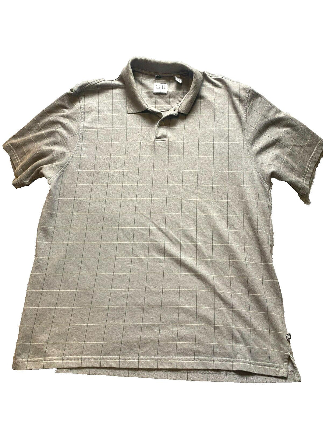 Geoffrey Beene Shirt Adult Large Windowpane Casual Short Sleeve Golf Polo Mens