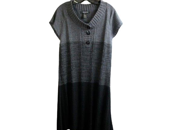 Ashley Stewart Dress Womens 1X Cable Knit Acrylic Colorblock Midi Plus Ladies
