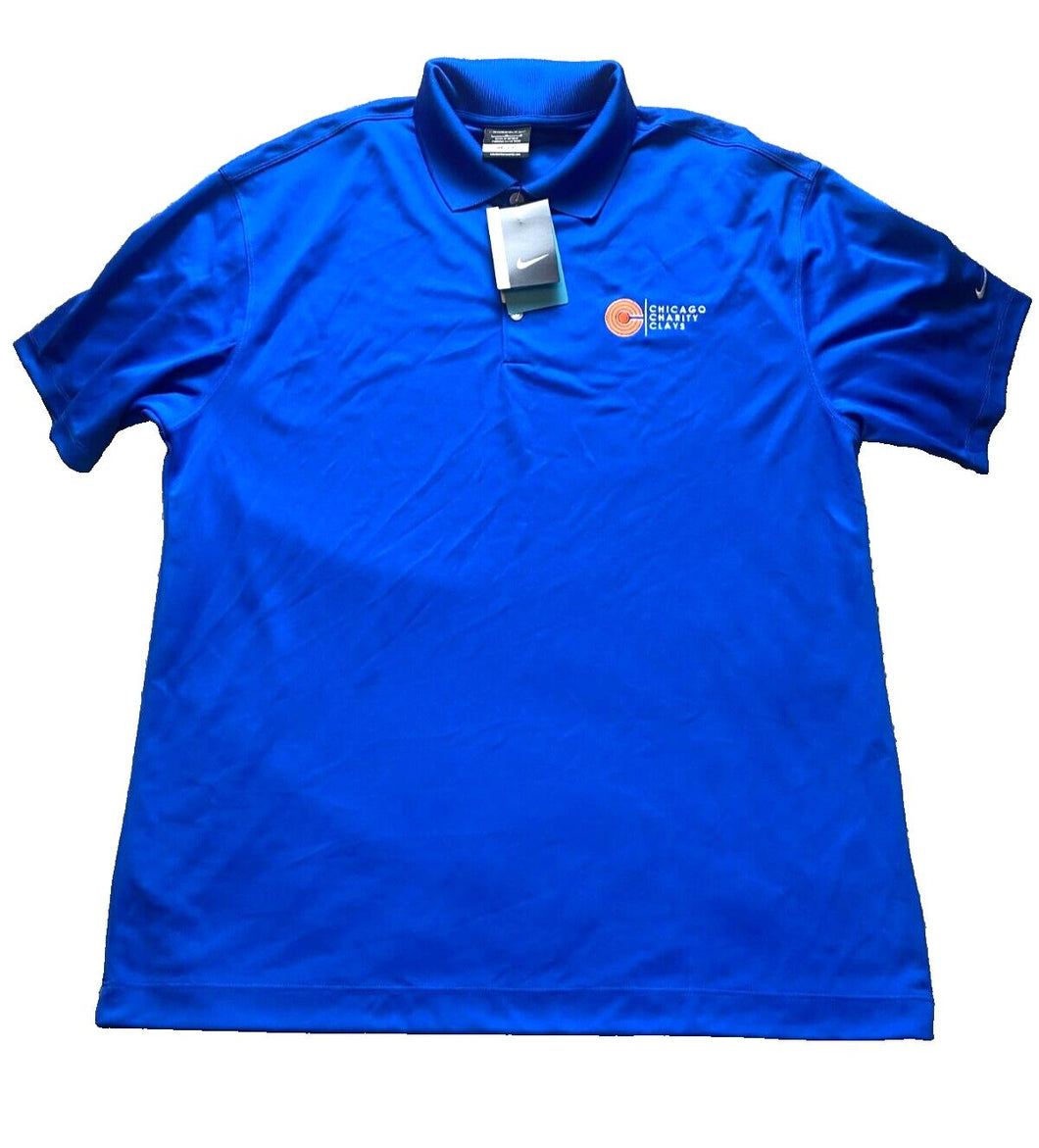 Nike Shirt Adult Large Dri Fit Chicago Charity Clays Swoosh Golf Polo Mens NWT