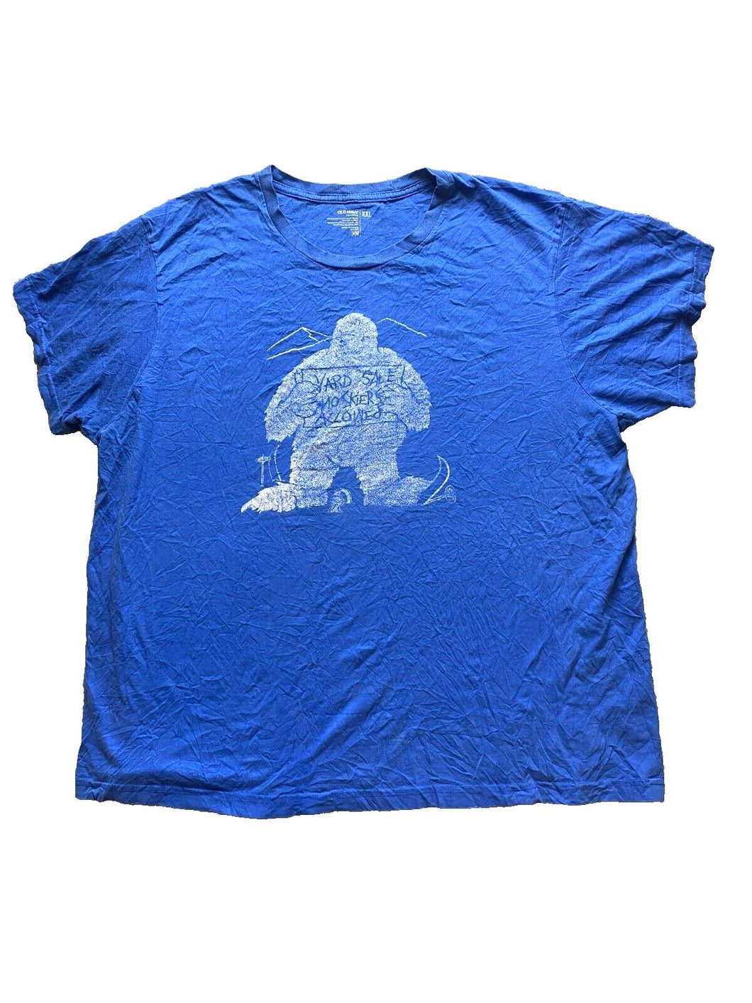 Abominable Snowman Shirt Adult 2XL Blue Giant Bear Yard Sale No Skiers Allowed