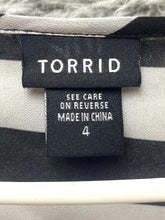 Load image into Gallery viewer, Torrid Shirt Womens 4 4X Black White Chiffon Striped Wrap Boho Tunic Blouse Plus
