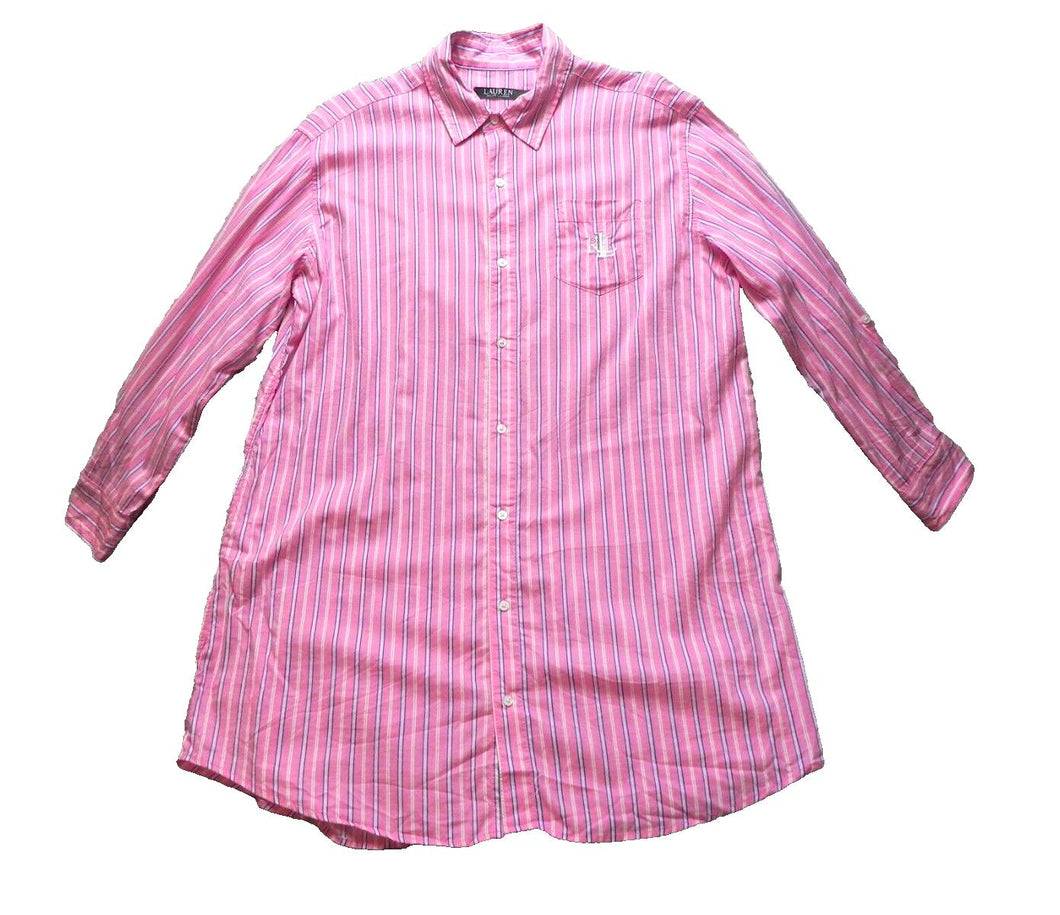 Lauren Ralph Lauren Dress Womens Medium Button Front Striped Shirt Casual Ladies