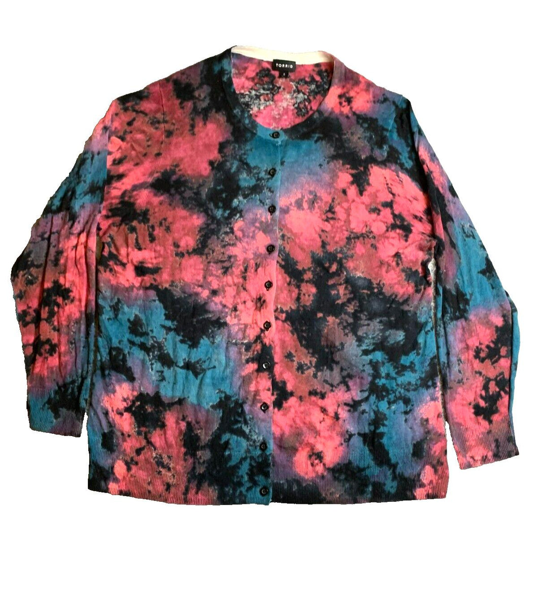 Torrid Sweater Womens 0 Tie-Dye Button Front Cardigan Whimsigoth Ladies