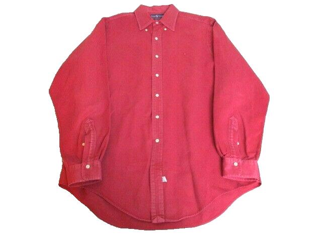 Ralph Lauren Shirt Adult Large Button Up Long Sleeve Casual Camp Red Pony Mens