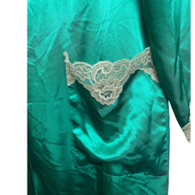 Load image into Gallery viewer, Vintage Victoria&#39;s Secret Robe Womens Small Emerald Green Lace Gold Label 47&quot;

