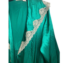 Load image into Gallery viewer, Vintage Victoria&#39;s Secret Robe Womens Small Emerald Green Lace Gold Label 47&quot;
