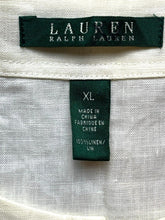 Load image into Gallery viewer, Lauren Ralph Lauren Shirt Womens Extra Large Ivory Linen Lace Up Boho Peasant
