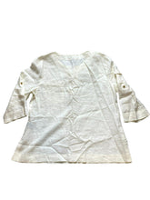 Load image into Gallery viewer, Lauren Ralph Lauren Shirt Womens Extra Large Ivory Linen Lace Up Boho Peasant
