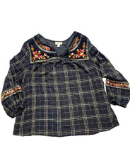 Load image into Gallery viewer, Style &amp; Co Shirt Womens 2X Black Gold Velvet Embroidered Flower Boho Plus Ladies
