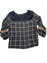 Load image into Gallery viewer, Style &amp; Co Shirt Womens 2X Black Gold Velvet Embroidered Flower Boho Plus Ladies
