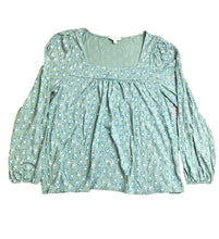 Load image into Gallery viewer, Lucky Brand Shirt Womens Large Green Square Neck Blouse Flowy Boho Hippie Ladies
