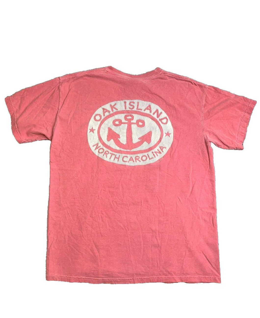 Oak Island North Carolina Shirt Adult Medium Peach Anchor Beach Streetwear Mens