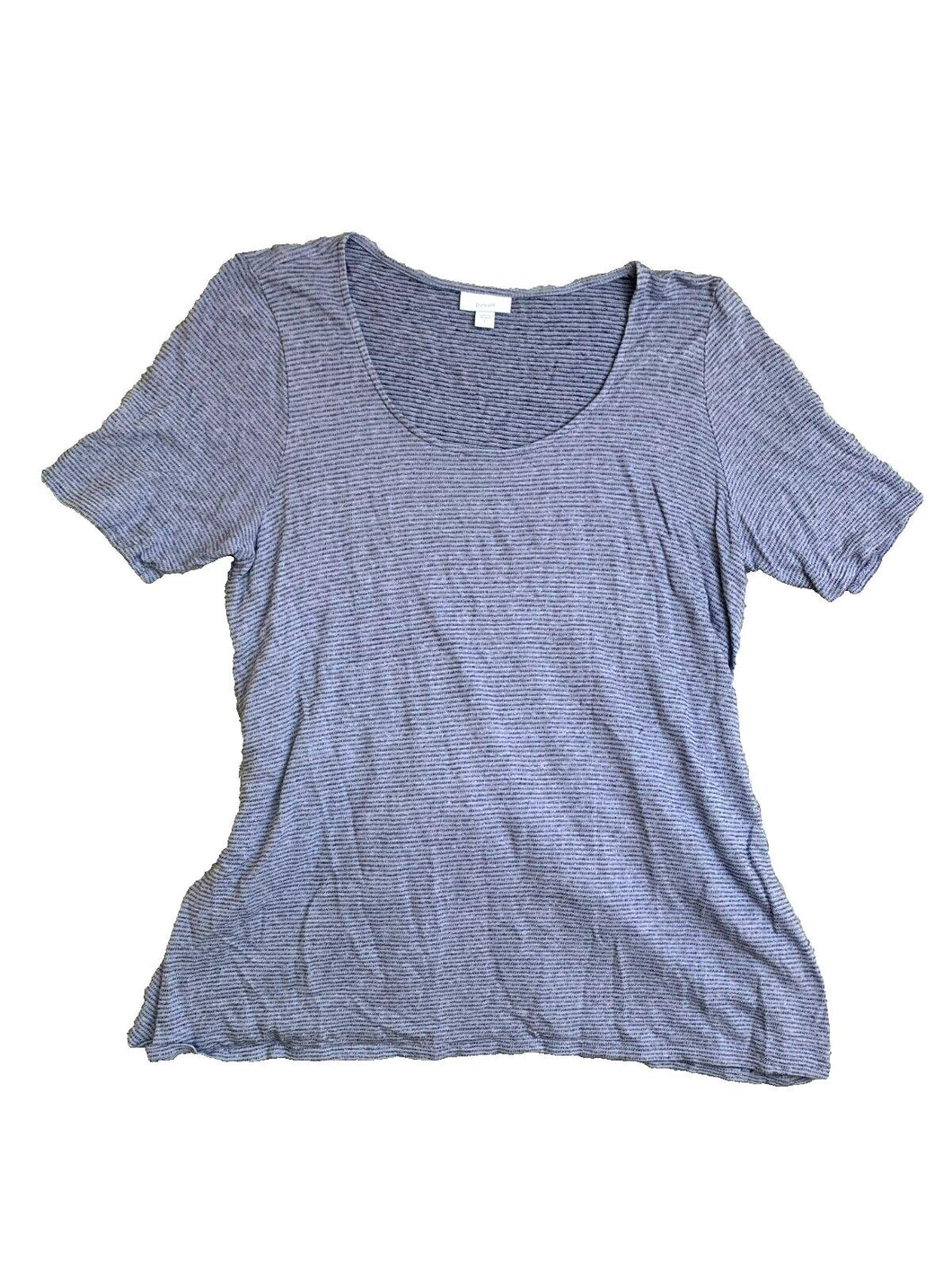 J Jill Shirt Womens Large Blue Scoop Neck Tie Back Blouse Linen Blend Ladies