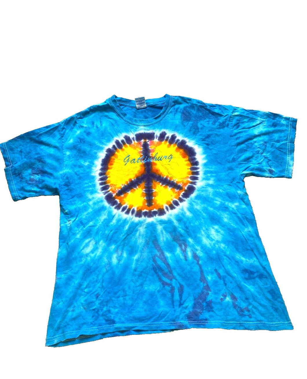 Peace Sign Shirt Adult Extra Large Blue Tie Dye Gatlinburg Streetwear Skater Men