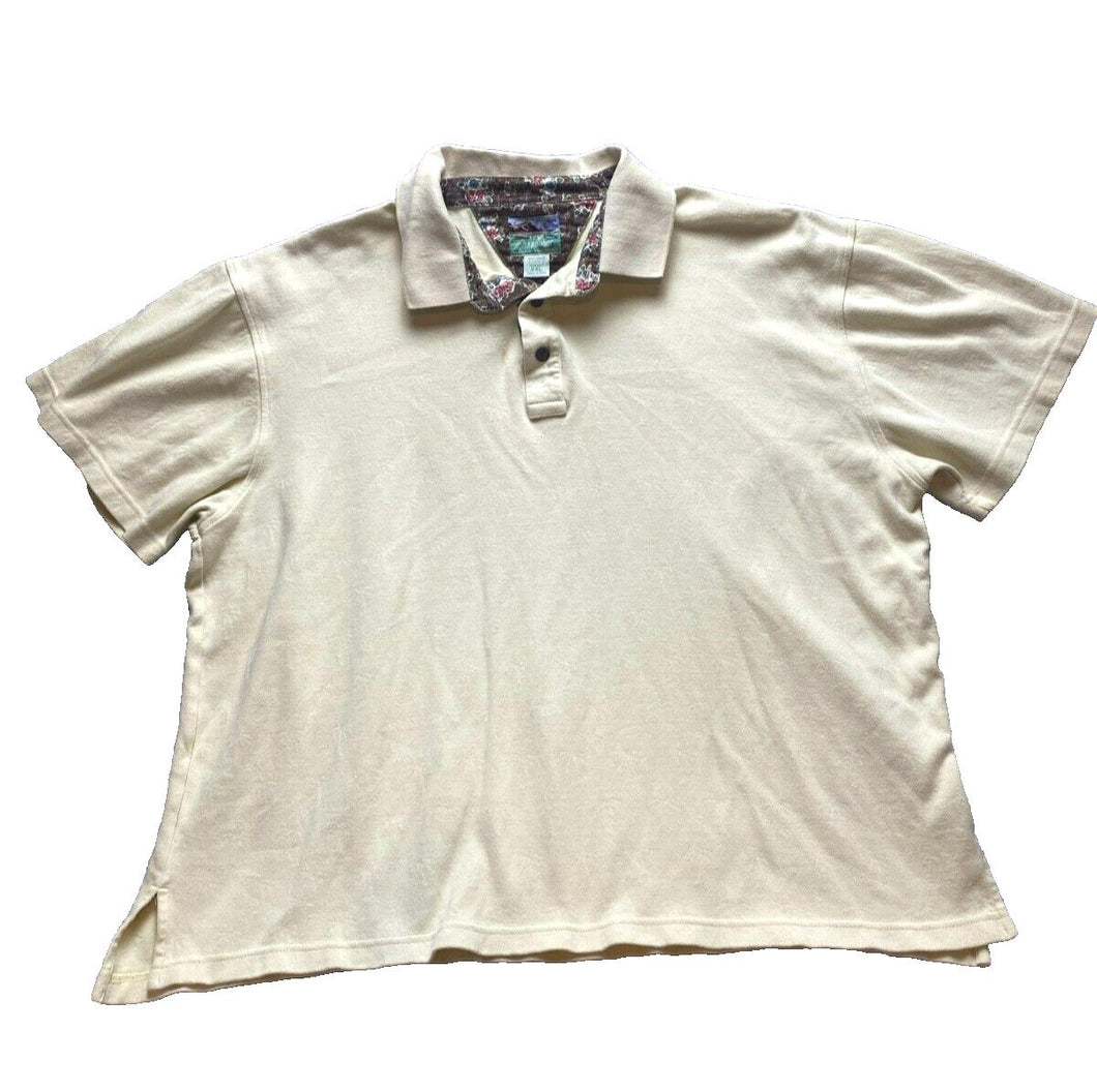 Reyn Spooner Shirt Adult 2XL Pale Yellow Preppy Hawaiian Traditional Polo Mens