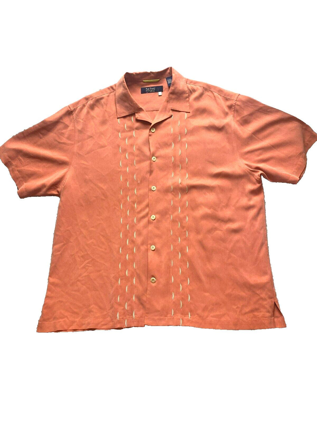 Nat Nast Shirt Adult Extra Large Button Up Luxury Silk Embroidery Casual Mens