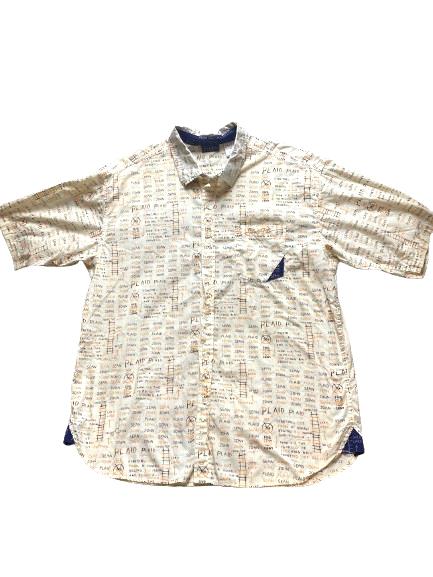 Sean John Shirt Adult Extra Large Beige AOP Spellout Logo Button Up Graffiti Men
