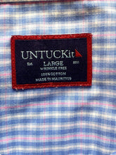 Load image into Gallery viewer, UNTUCKit Shirt Adult Large Blue Pink Grid Checkered Button Up Wrinkle Free Mens
