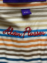 Load image into Gallery viewer, Alan Flusser Shirt Adult 2XL Beige Striped Embroidered Logo Pocket Casual Mens
