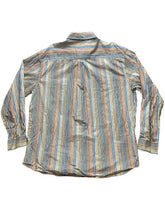 Load image into Gallery viewer, Alan Flusser Shirt Adult 2XL Beige Striped Embroidered Logo Pocket Casual Mens
