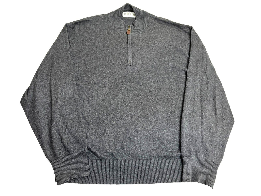Orvis Sweater Adult 2XL XXL Black 1/4 Zip High Neck Outerwear Pullover Mens