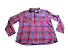 Load image into Gallery viewer, Hurley Shirt Adult Extra Large Red Blue Plaid Flannel Button Up Logo Pocket Mens
