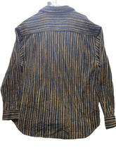 Load image into Gallery viewer, Axis Shirt Adult 2XL Black Funky Rainbow Striped Button Down Silk Rayon Mens

