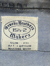 Load image into Gallery viewer, Brooks Brothers Shirt Adult 15.5-2 Large Blue Button Up Slim Fit Casual Mens
