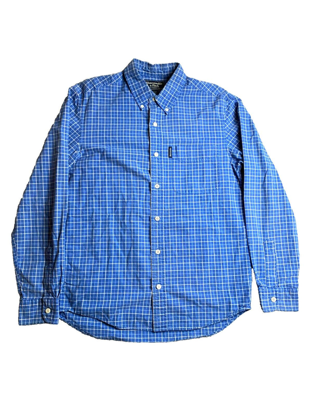Abercrombie & Fitch Shirt Adult Small Blue Grid Checkered Button Up Casual Mens