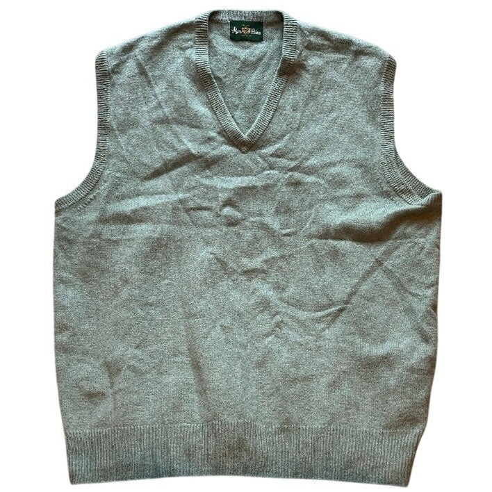 Alan Paine Sweater Vest Mens Extra Large Lambswool V-Neck Sage Green England
