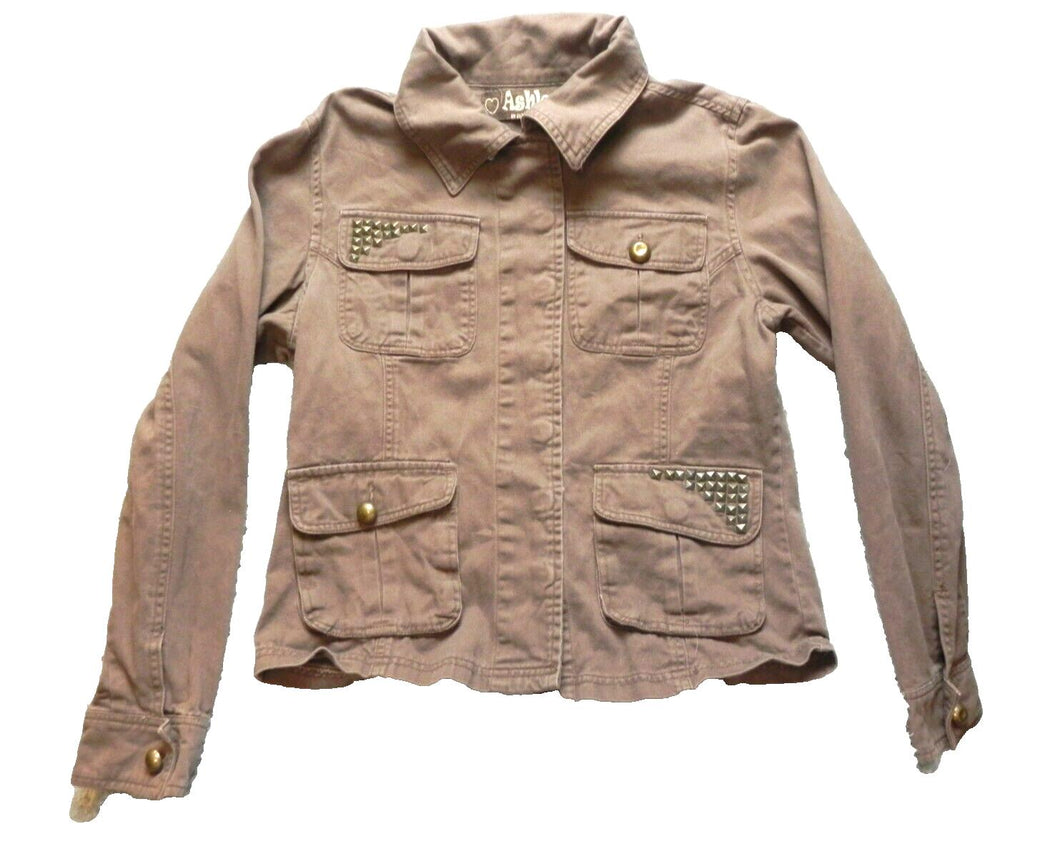Ashley Jacket Womens Large Snap Button Studded Flap Pockets Shacket Utility Lady