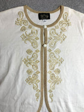 Load image into Gallery viewer, Bob Mackie Sweater Womens Extra Large Cream Gold Cottage Cardigan Wearable Art
