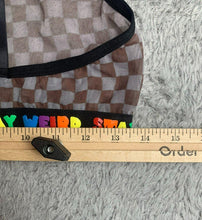 Load image into Gallery viewer, Hot Topic Bralette Womens Large Brown Black Checkered Stay Weird Ladies

