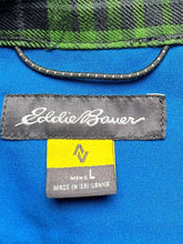 Load image into Gallery viewer, Eddie Bauer Shirt Adult Large Kelly Green Black Plaid Button Up Shacket Mens
