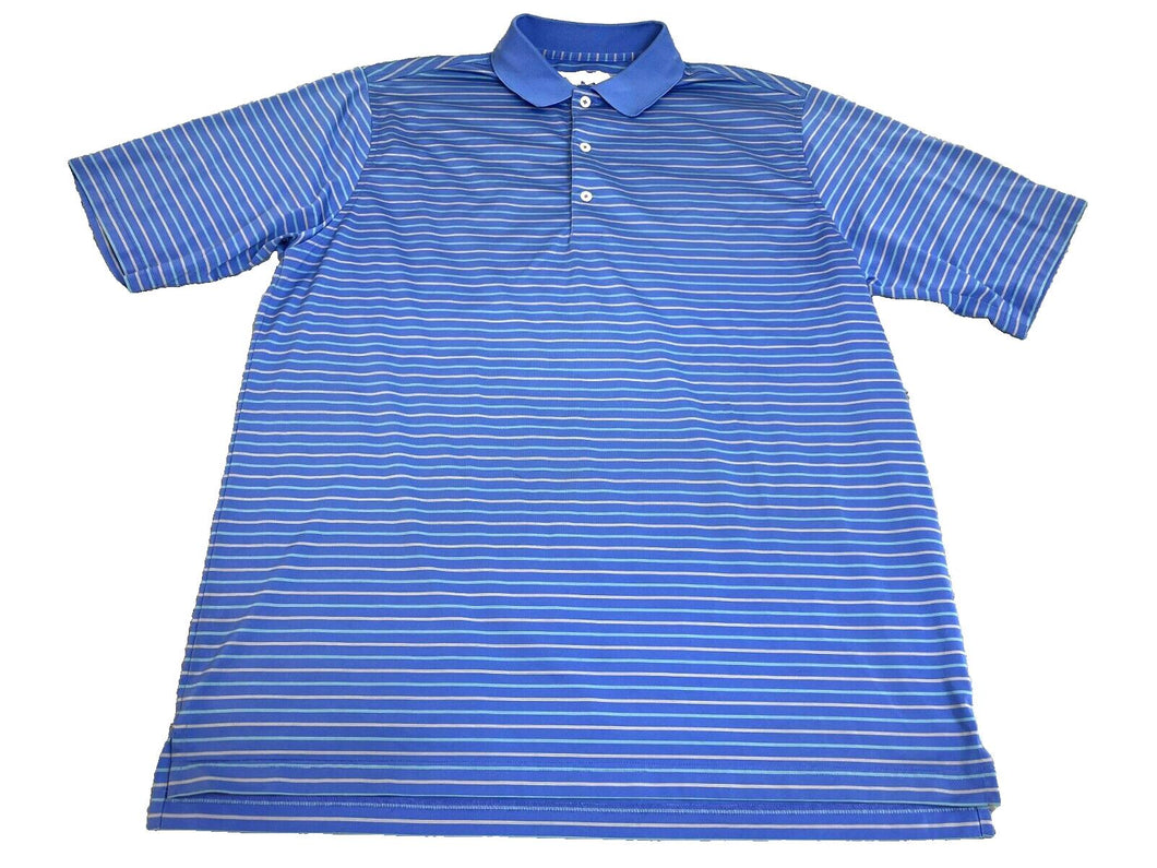 Donald Ross Shirt Adult Extra Large Blue Striped Preppy Casual Golf Polo Mens