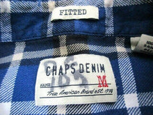Load image into Gallery viewer, Chaps Denim Shirt Adult Medium Button Up Fitted Long Sleeve Flannel Plaid Mens
