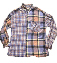 Load image into Gallery viewer, VTG Goouch Shirt Adult Extra Large Purple Plaid Button Up Pocket Rayon Indie Men
