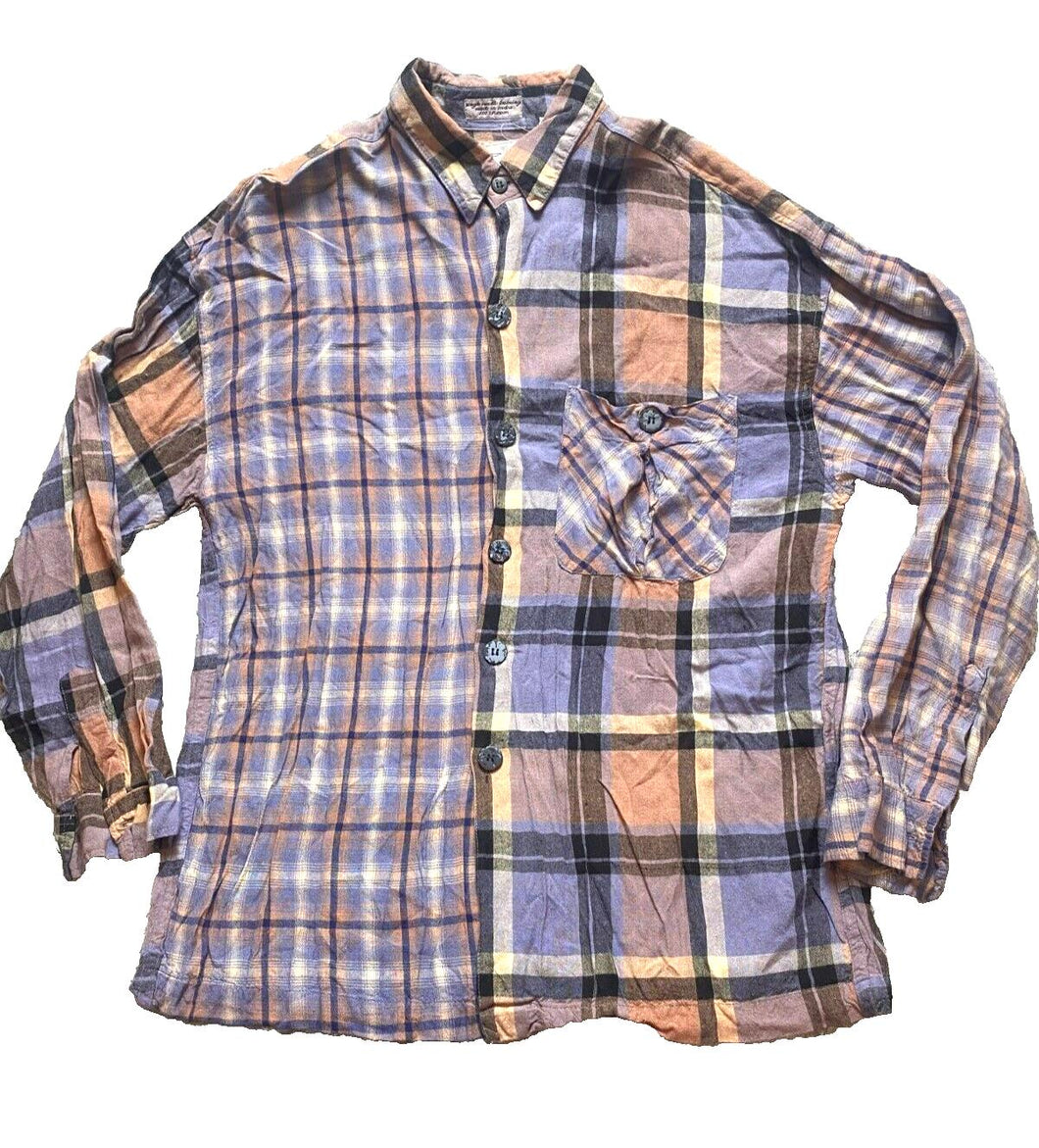 VTG Goouch Shirt Adult Extra Large Purple Plaid Button Up Pocket Rayon Indie Men