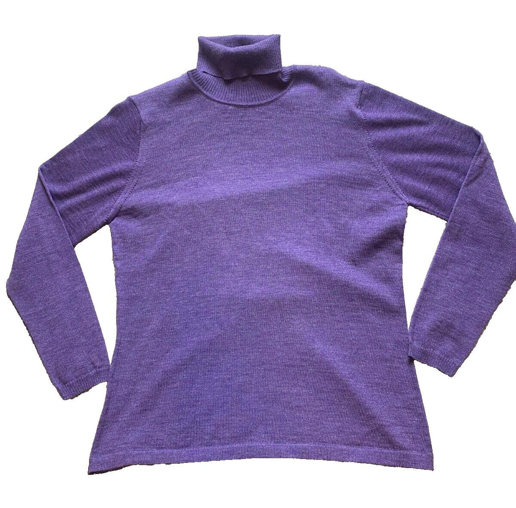 Luigi Baldo Sweater Womens Extra Large Purple Merino Wool Turtle Neck Pullover