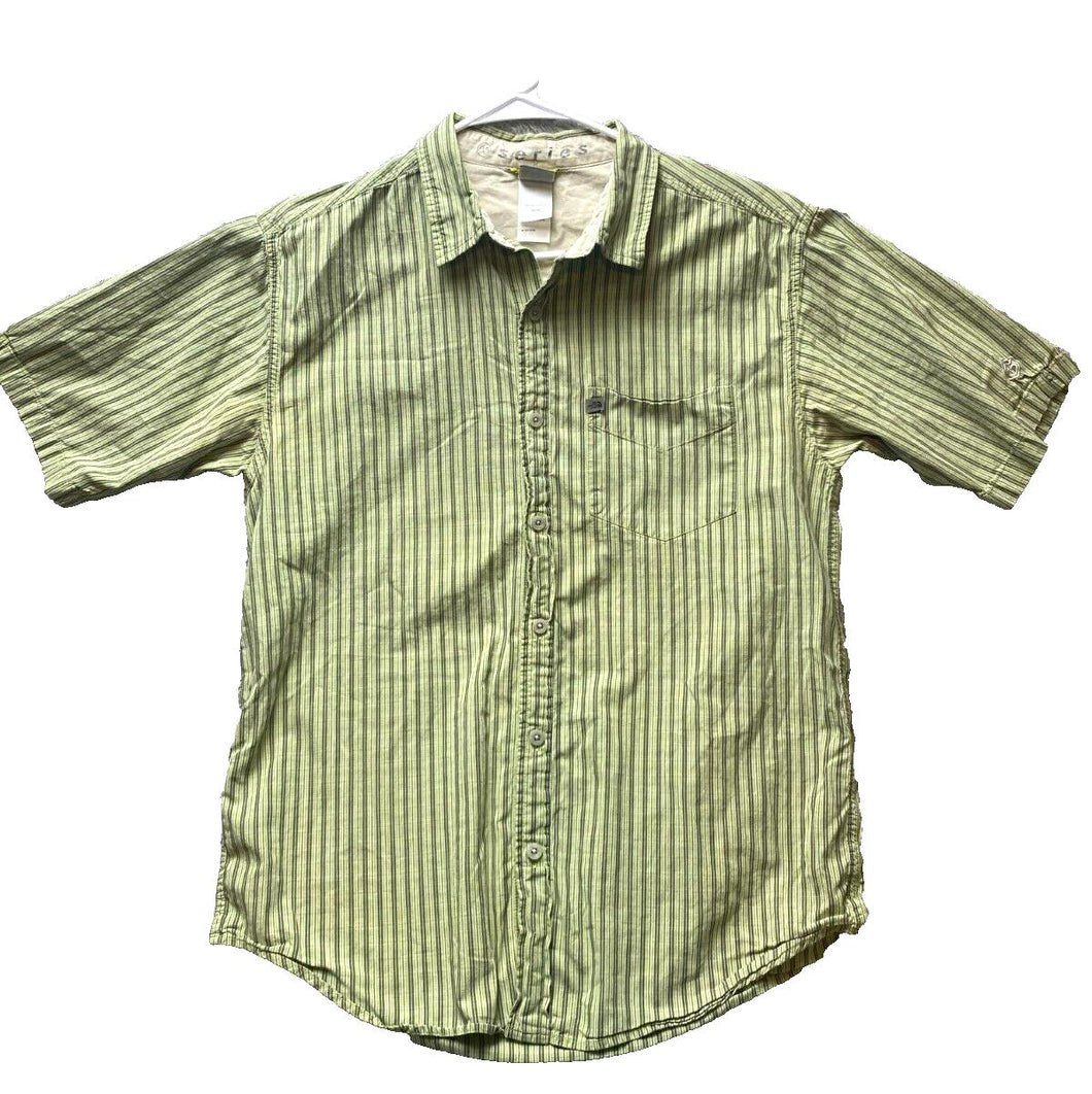 The North Face Shirt Adult Medium Green Striped Button Up A5 Series Outdoor Mens