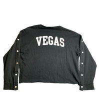Load image into Gallery viewer, Pink Victoria’s Secret Sweatshirt Womens Large Snaps Spellout Vegas Oversized
