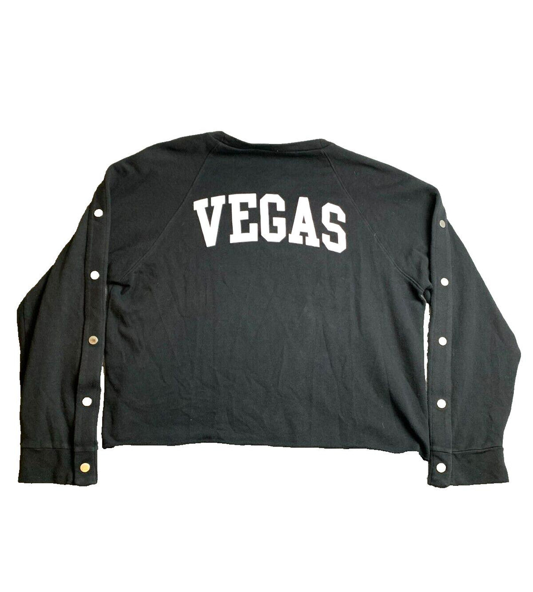 Pink Victoria’s Secret Sweatshirt Womens Large Snaps Spellout Vegas Oversized