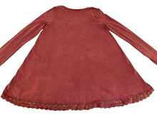Load image into Gallery viewer, Anthropologie Altar’d State Shirt Womens Medium Coral Rust Crochet Hem Tunic
