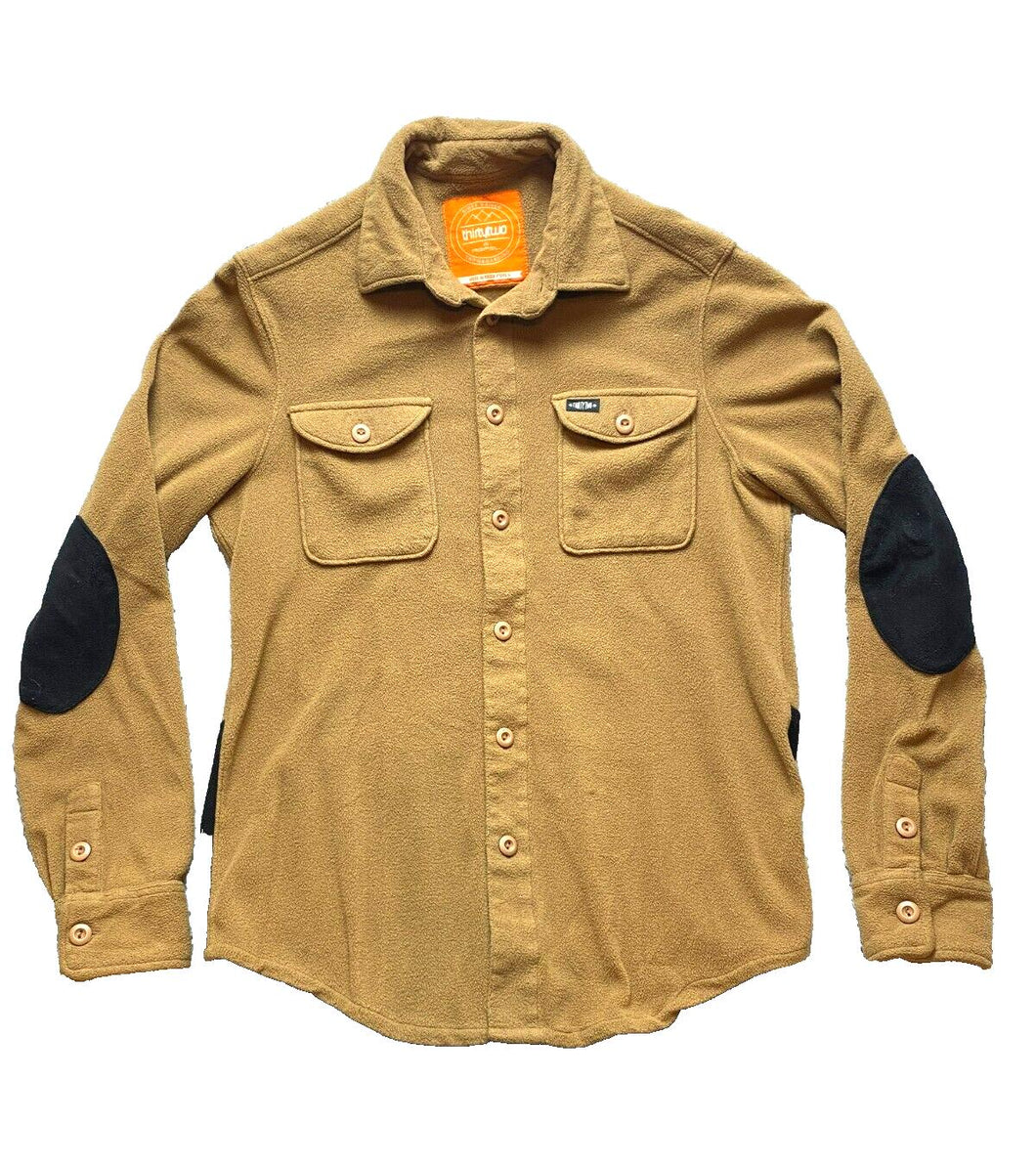 ThirtyTwo Jacket Adult Small Tan Black Snowboarding Elbow Patch Button Up Mens
