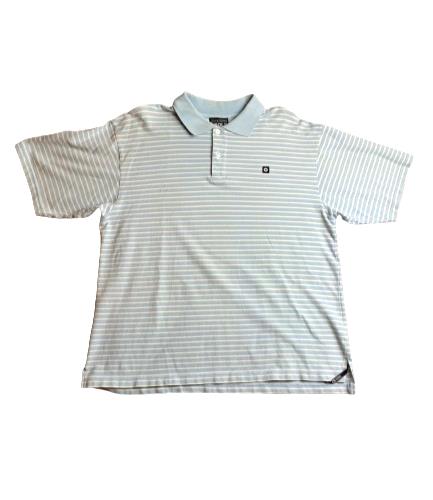 SouthPole Shirt Adult Large Blue White Stripe Preppy Streetwear Golf Polo Mens