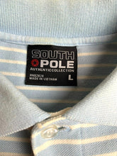 Load image into Gallery viewer, SouthPole Shirt Adult Large Blue White Stripe Preppy Streetwear Golf Polo Mens

