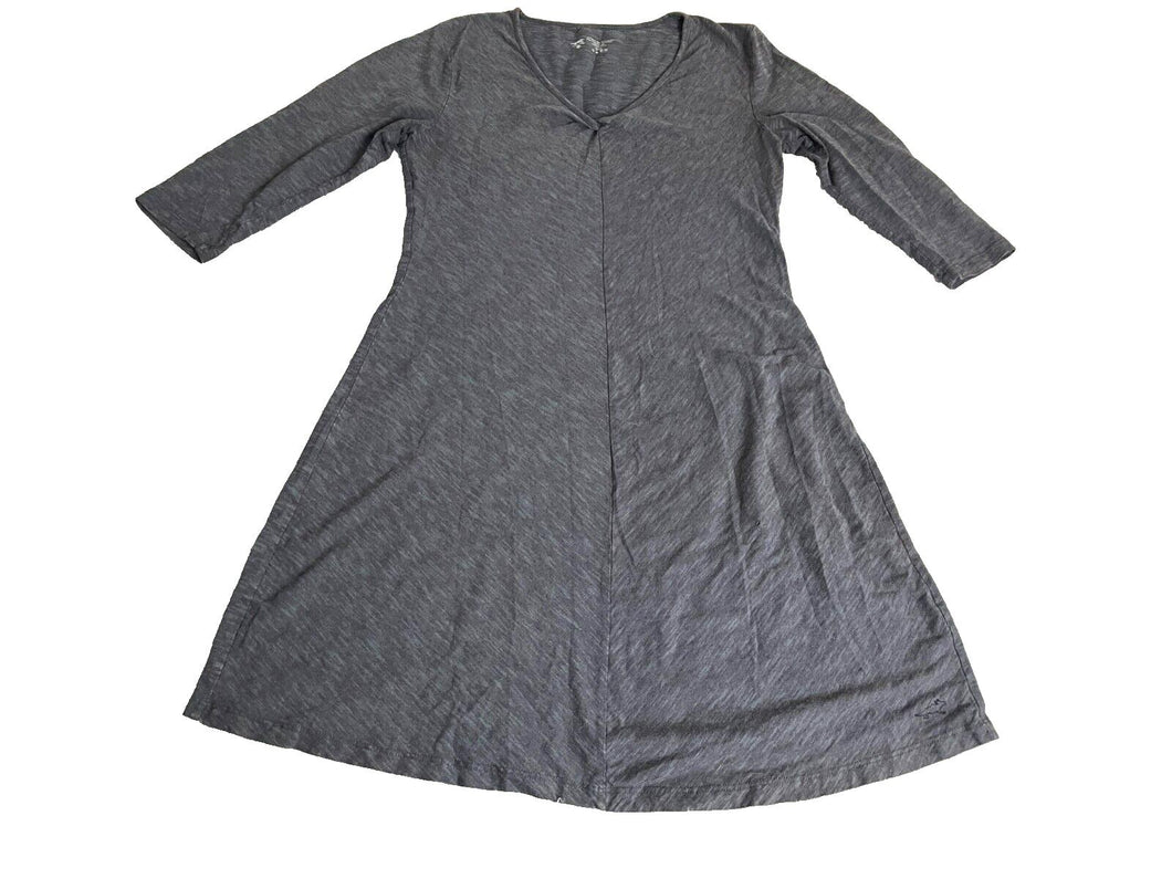 Horny Toad Dress Womens Medium Gray Rosalinda V-Neck Fit Flare Spandex Ladies