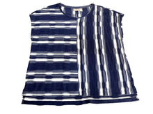 Load image into Gallery viewer, Chicos Shirt Womens 3 Extra Large Navy Blue White Textured Tank Oversized Blouse
